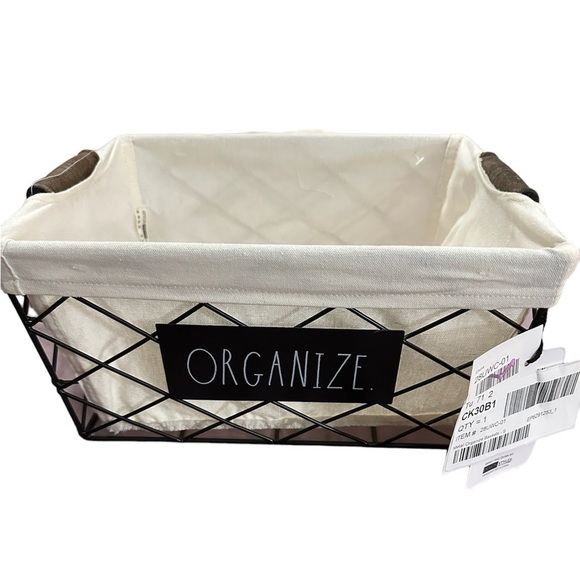 Rae Dunn Black Wire Basket “Organize” - NWT - Picture 1 of 3